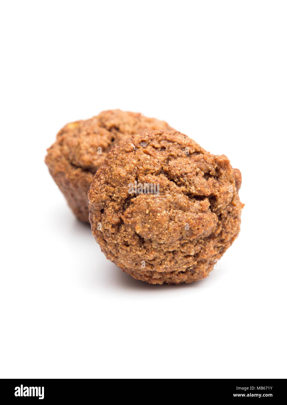 Apple Cinnamon Pecan Muffins on a White Background Stock Photo