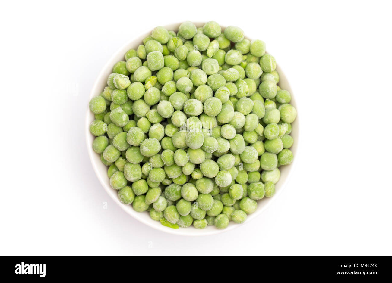 Frozen Peas on a White Background Stock Photo