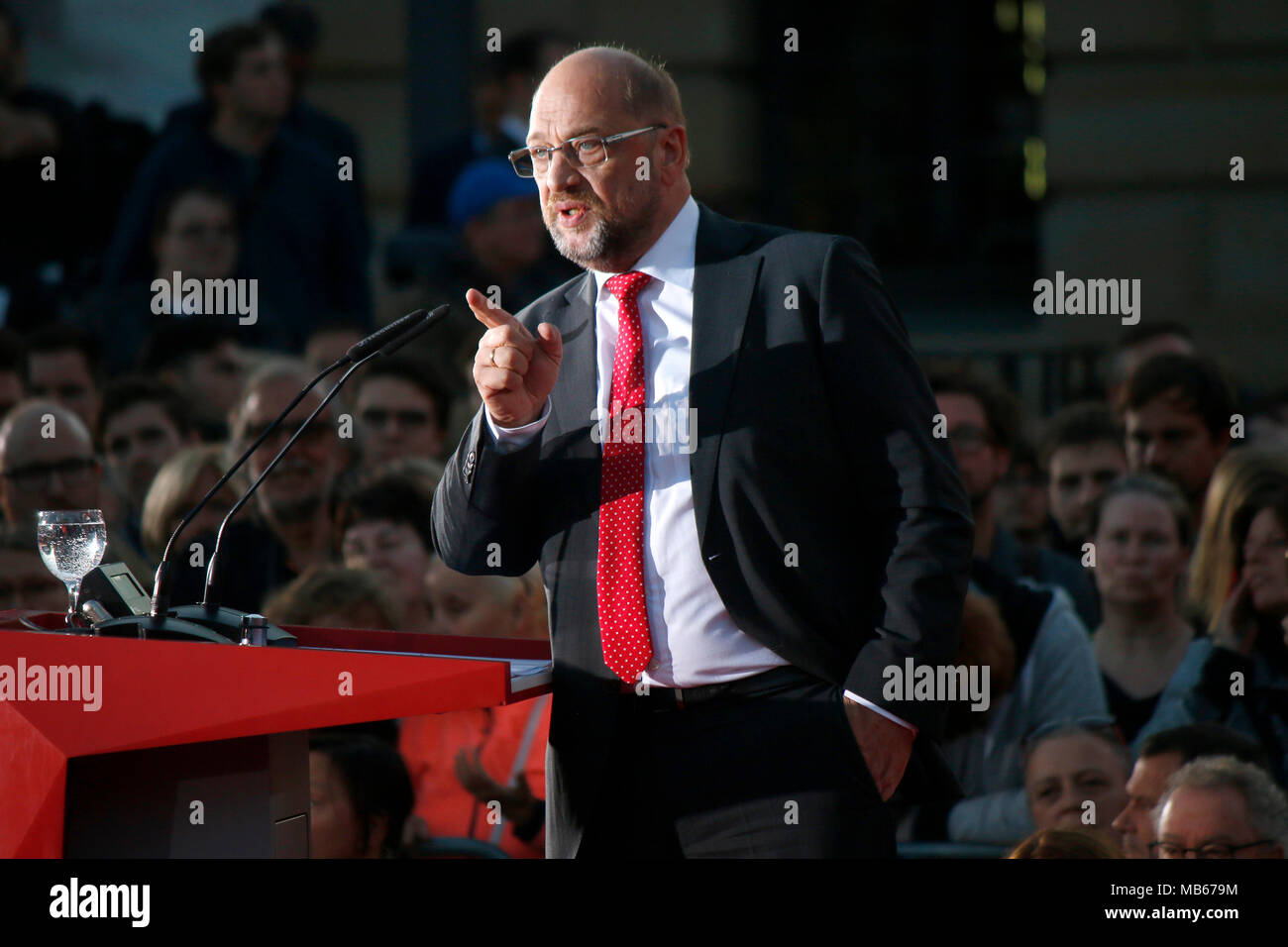 Martin Schulz - Wahlkampfauftritt des Kanzlerkandidaten der SPD, Gendarmenmarkt, 12. September 2017, Berlin. Stock Photo