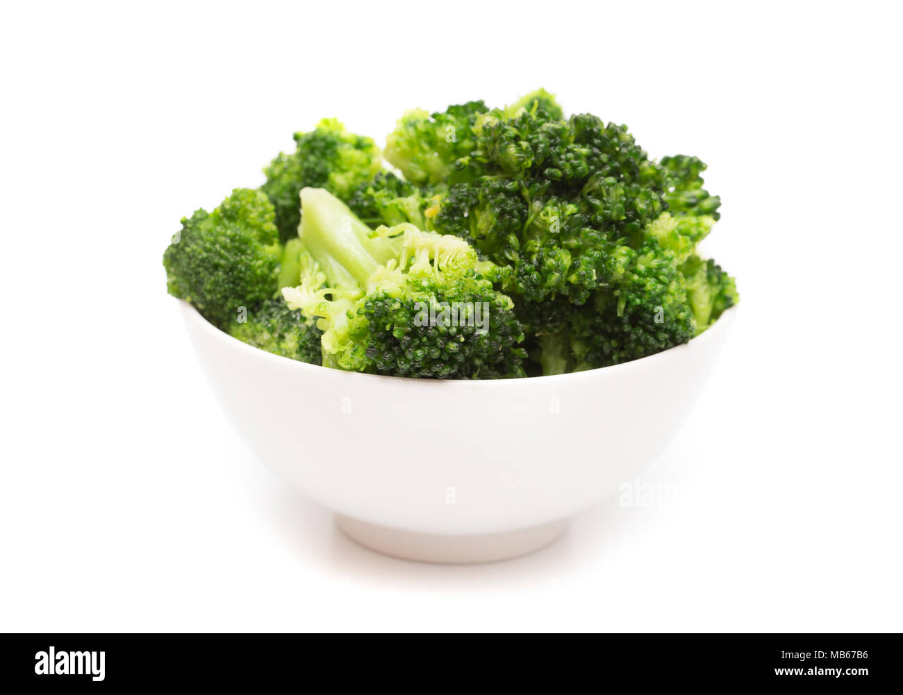 Steamed Broccoli Isolated on a White Background Stock Photo