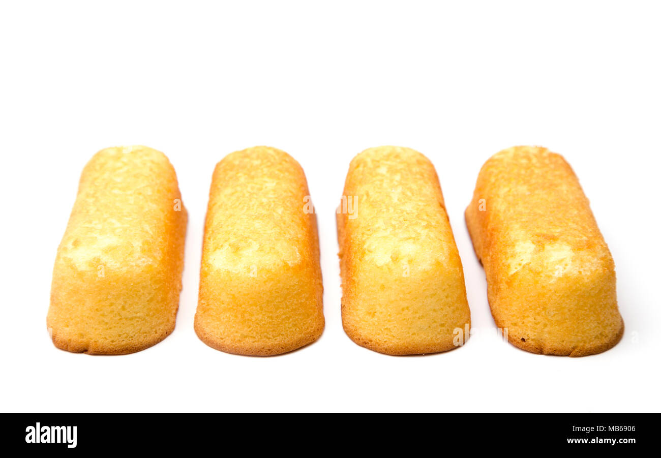 Cream Filled Snack Cake on a White Background Stock Photo Alamy