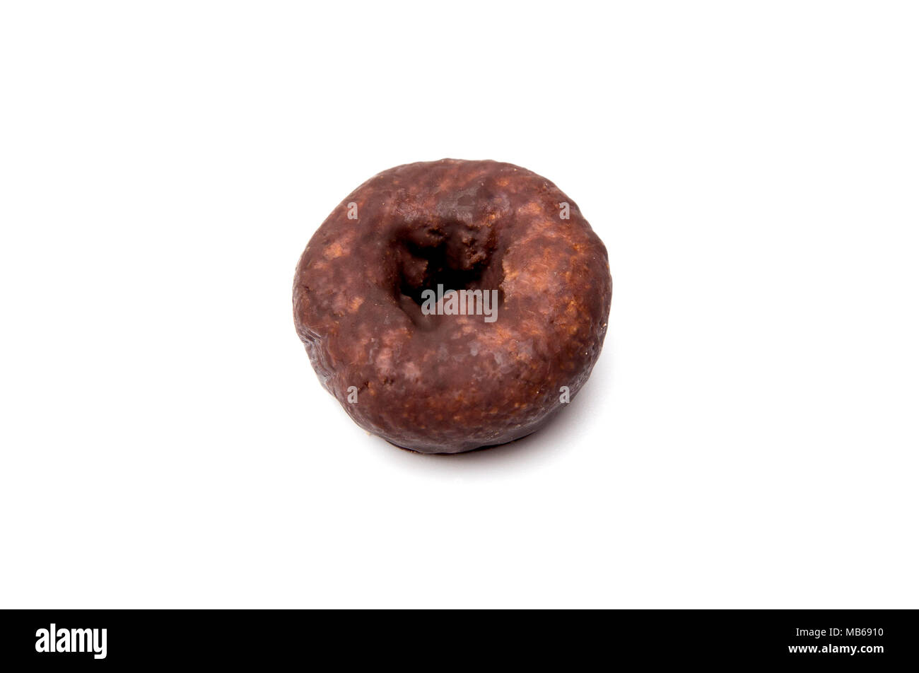 Chocolate Covered Snack Donuts on a White Background Stock Photo