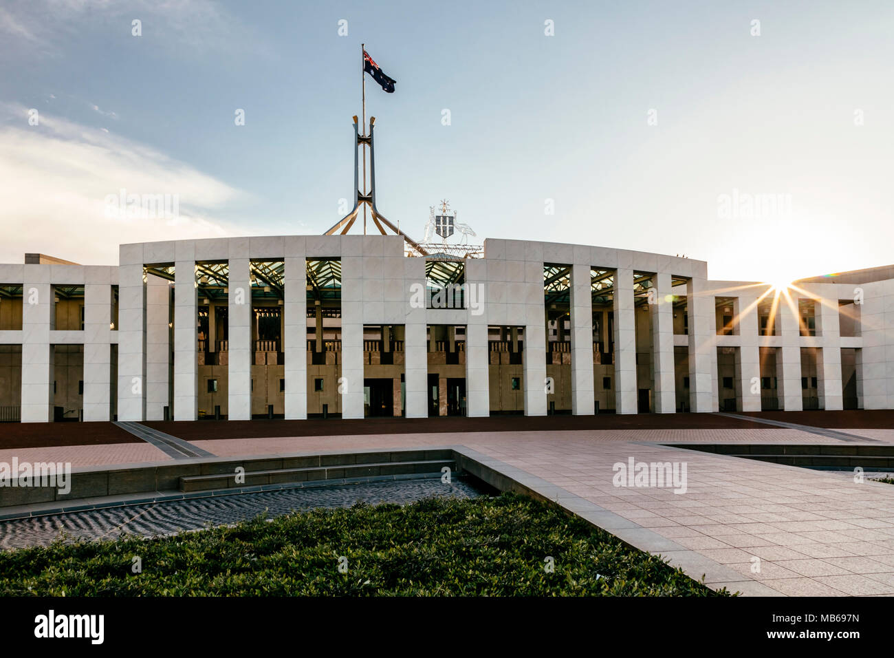 Parliament House at sunset, Canberra, Australia Stock Photo