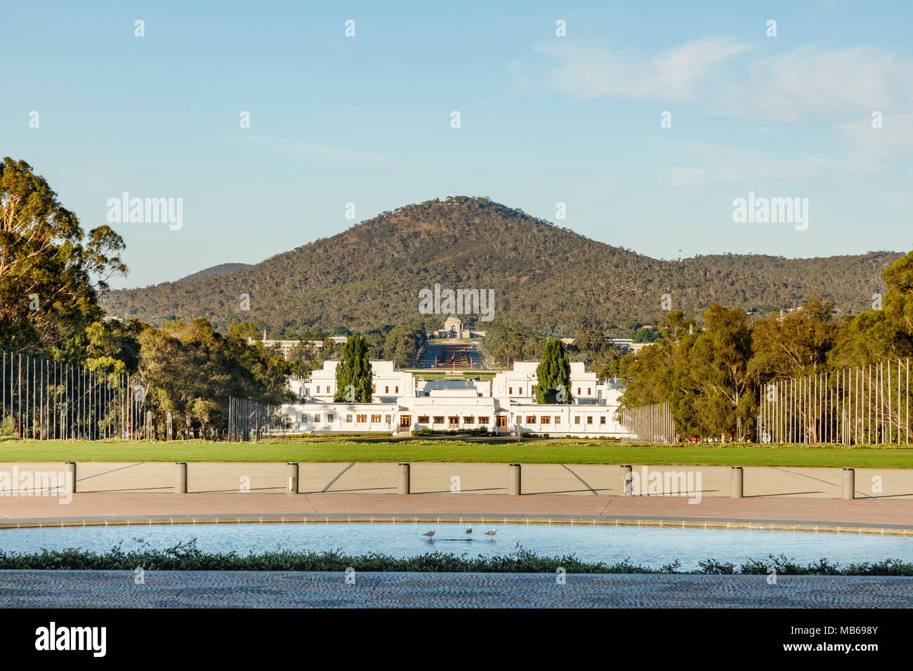 View towards Australian War Memorial from Parliament House, Canberra, Australia Stock Photo