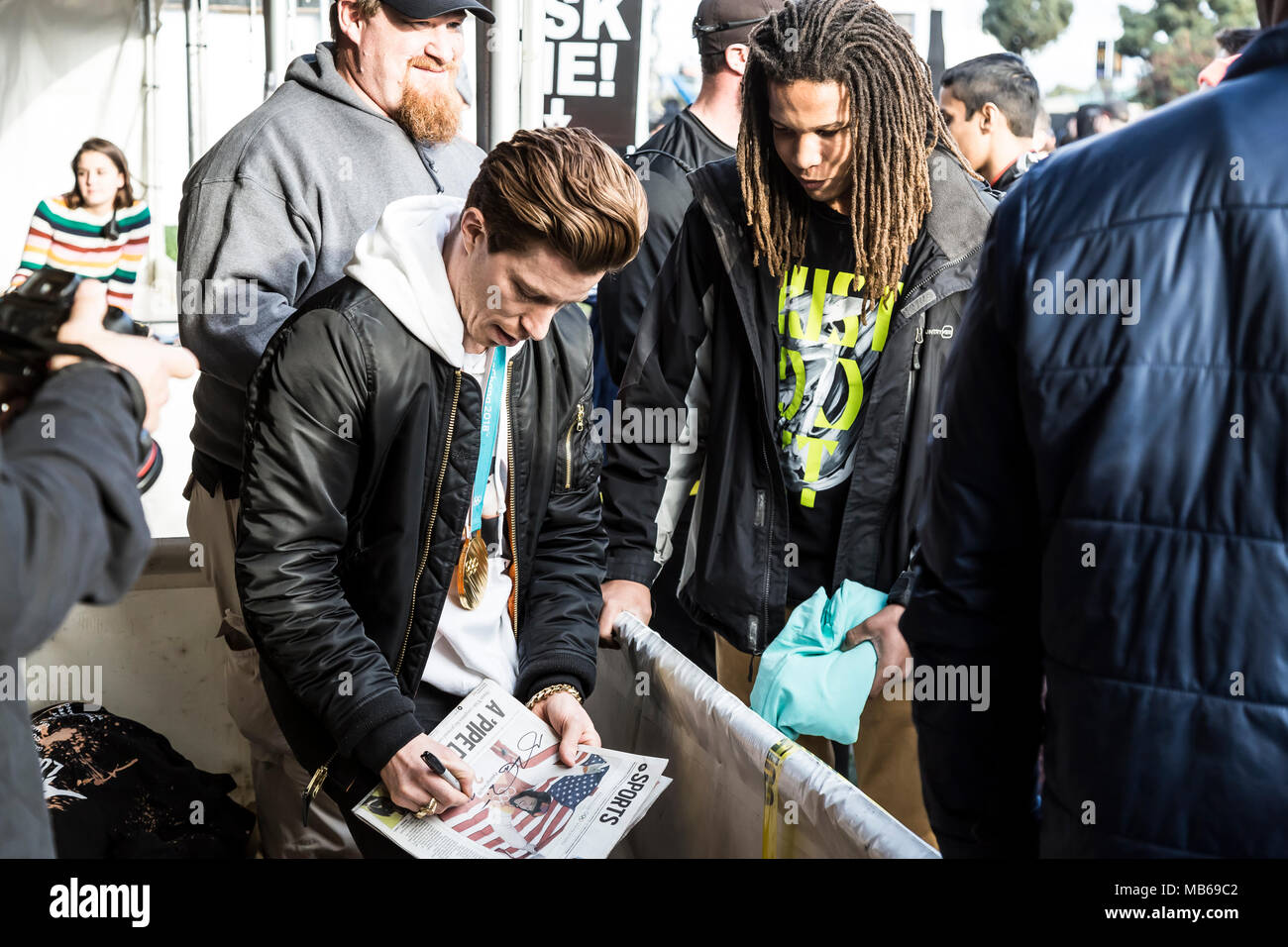 Shaun White meets fans at his Air + Style Festival in Los Angeles, CA Stock Photo