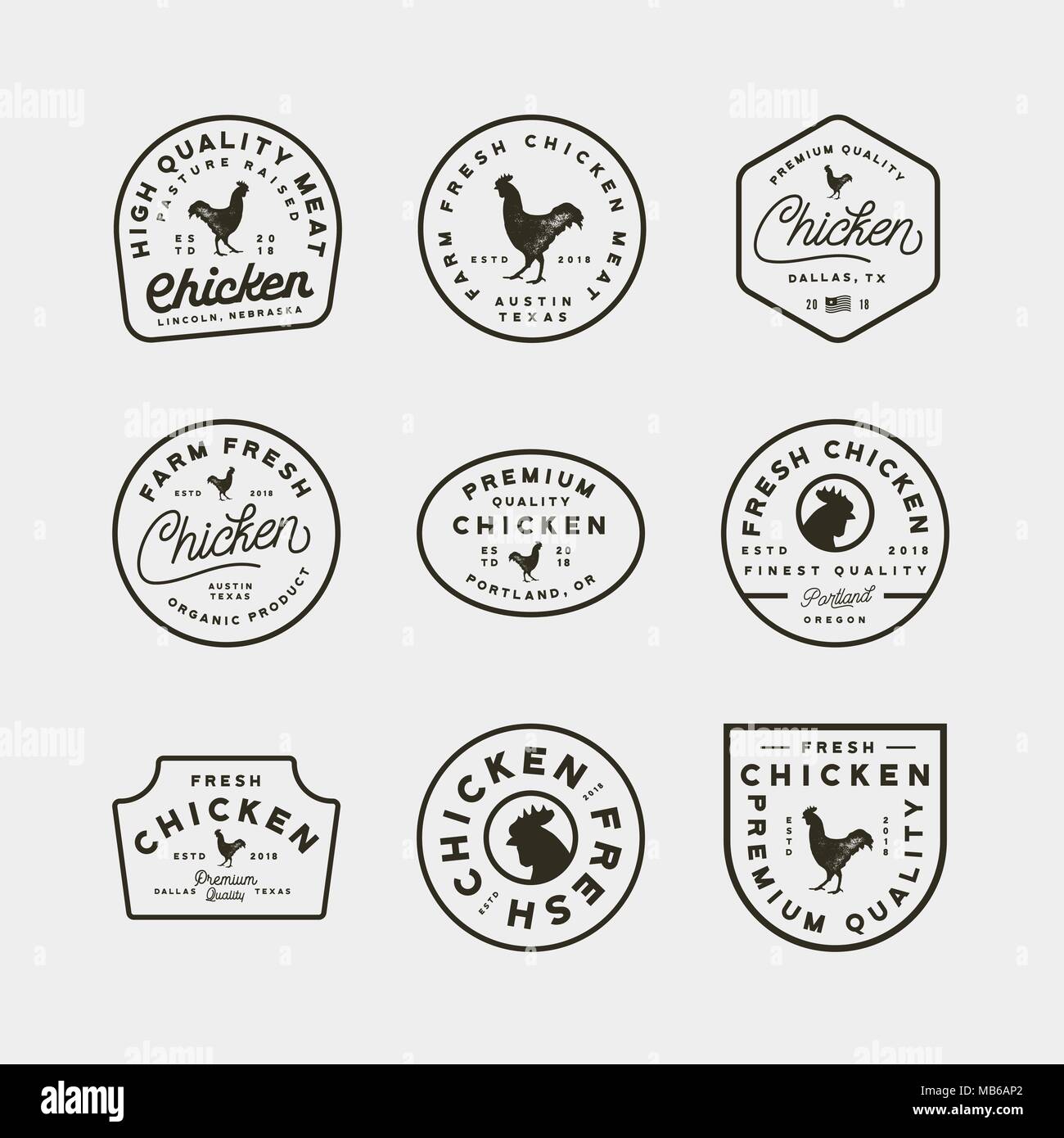 set of premium fresh chicken meat labels. vector illustration Stock