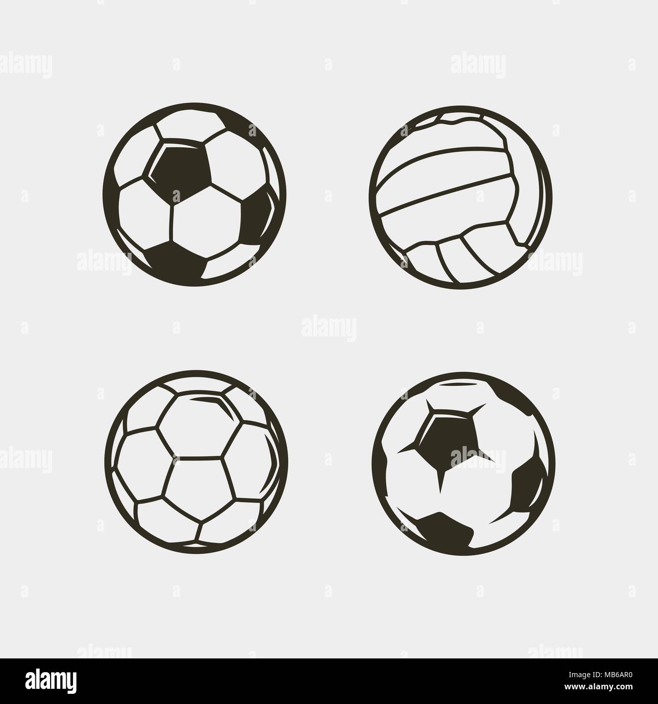 set of soccer, football balls. vector illustration Stock Vector Image