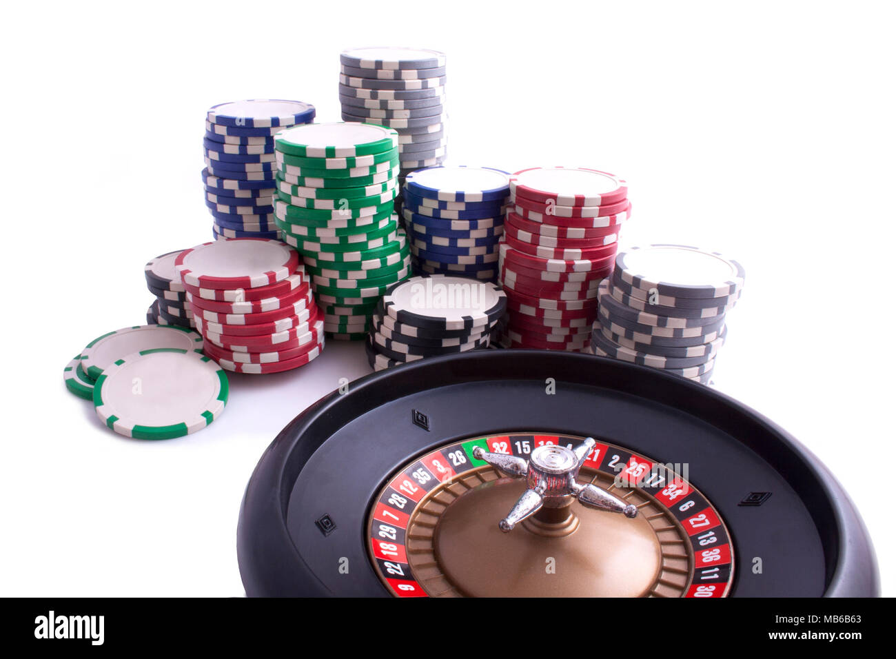 Roulette with chips isolated on white Stock Photo Alamy