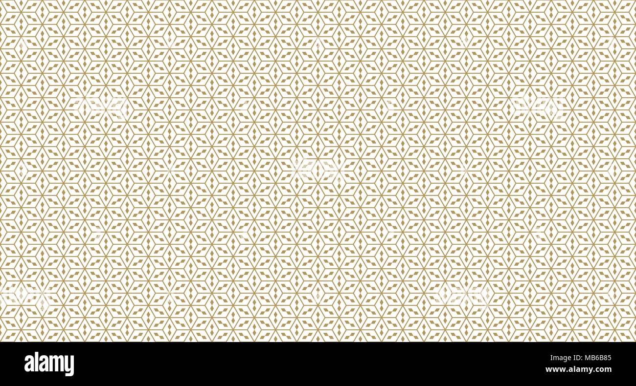 Golden geometric pattern, part 012. Seamless golden pattern with lines, rhombuses and geometric figures on the white background. Can use for wrapping  Stock Vector