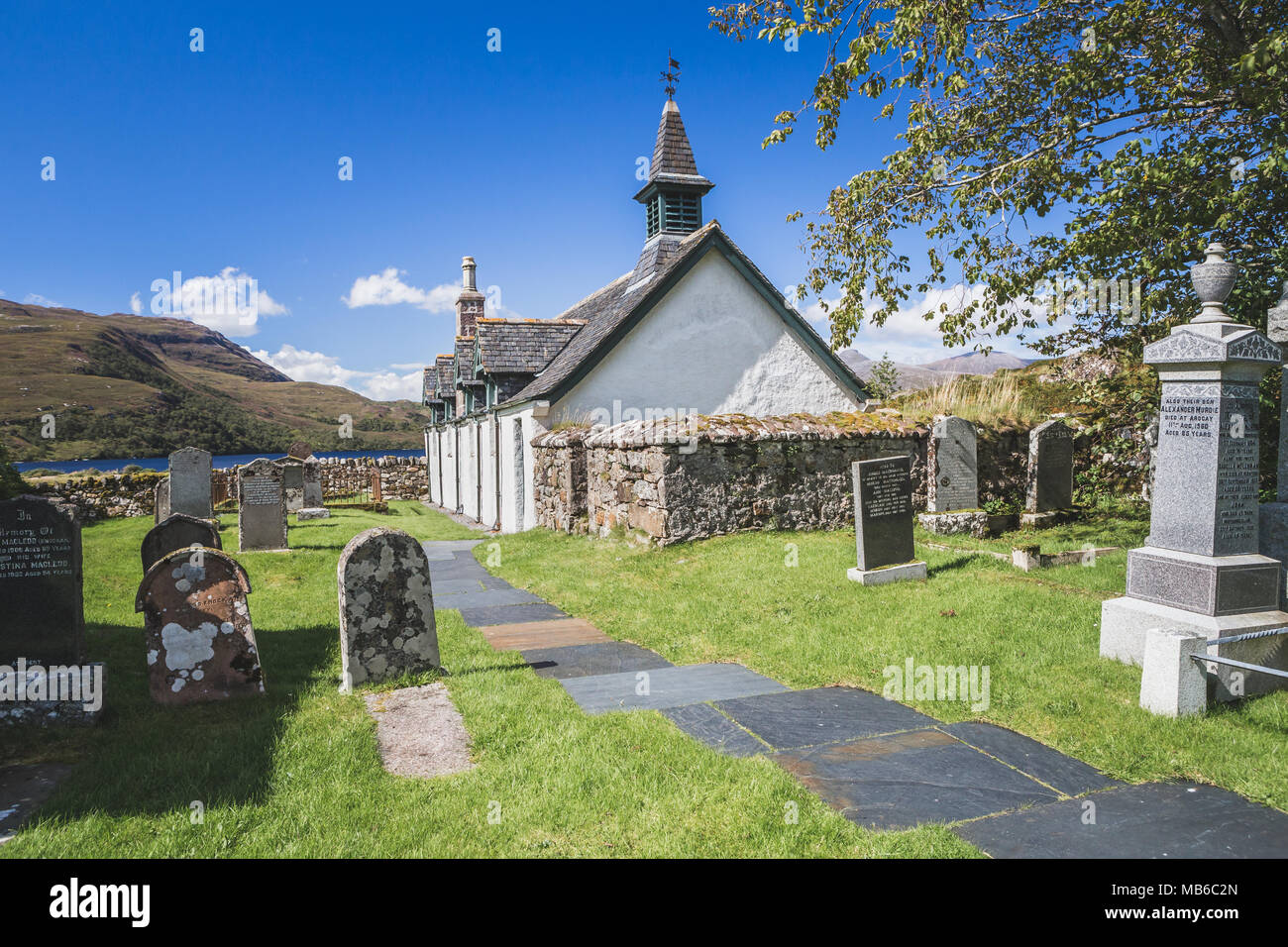 The Cemetery at the church of Loch Assynt, Scotland, UK. Stock Photo