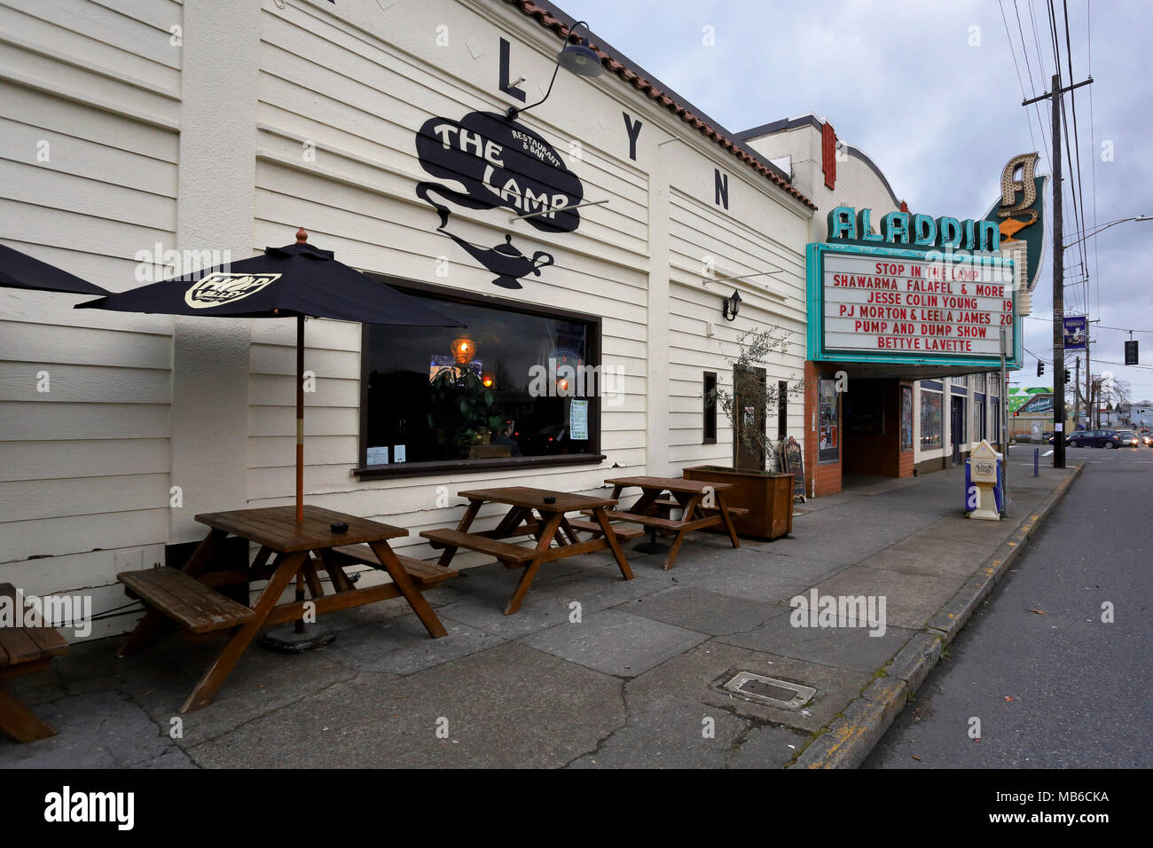 The Lamp bar and grill, and the Aladdin Theater in Brooklyn