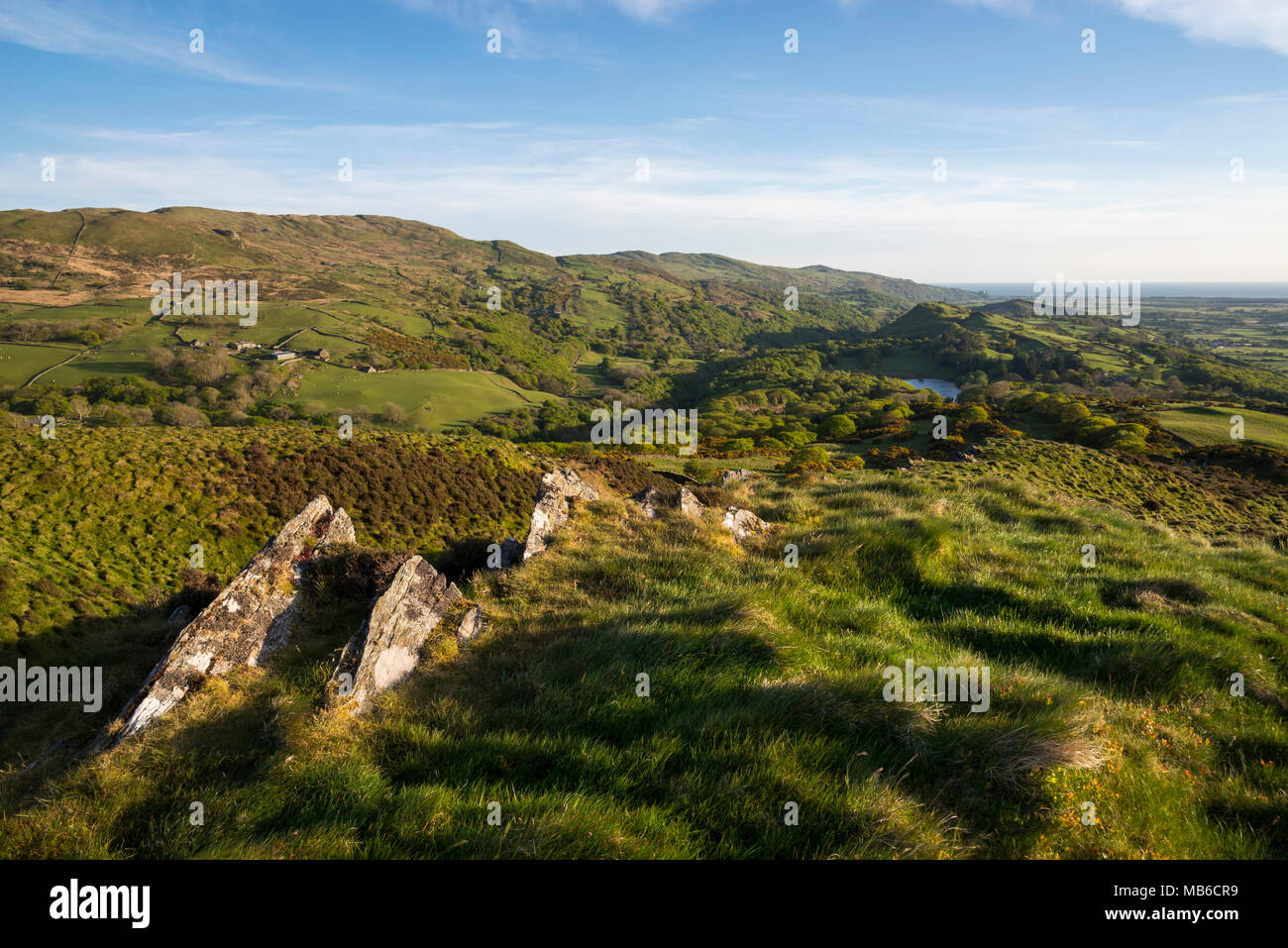 Beautiful spring evening in the hills near Harlech in Snowdonia, North Wales. Stock Photo