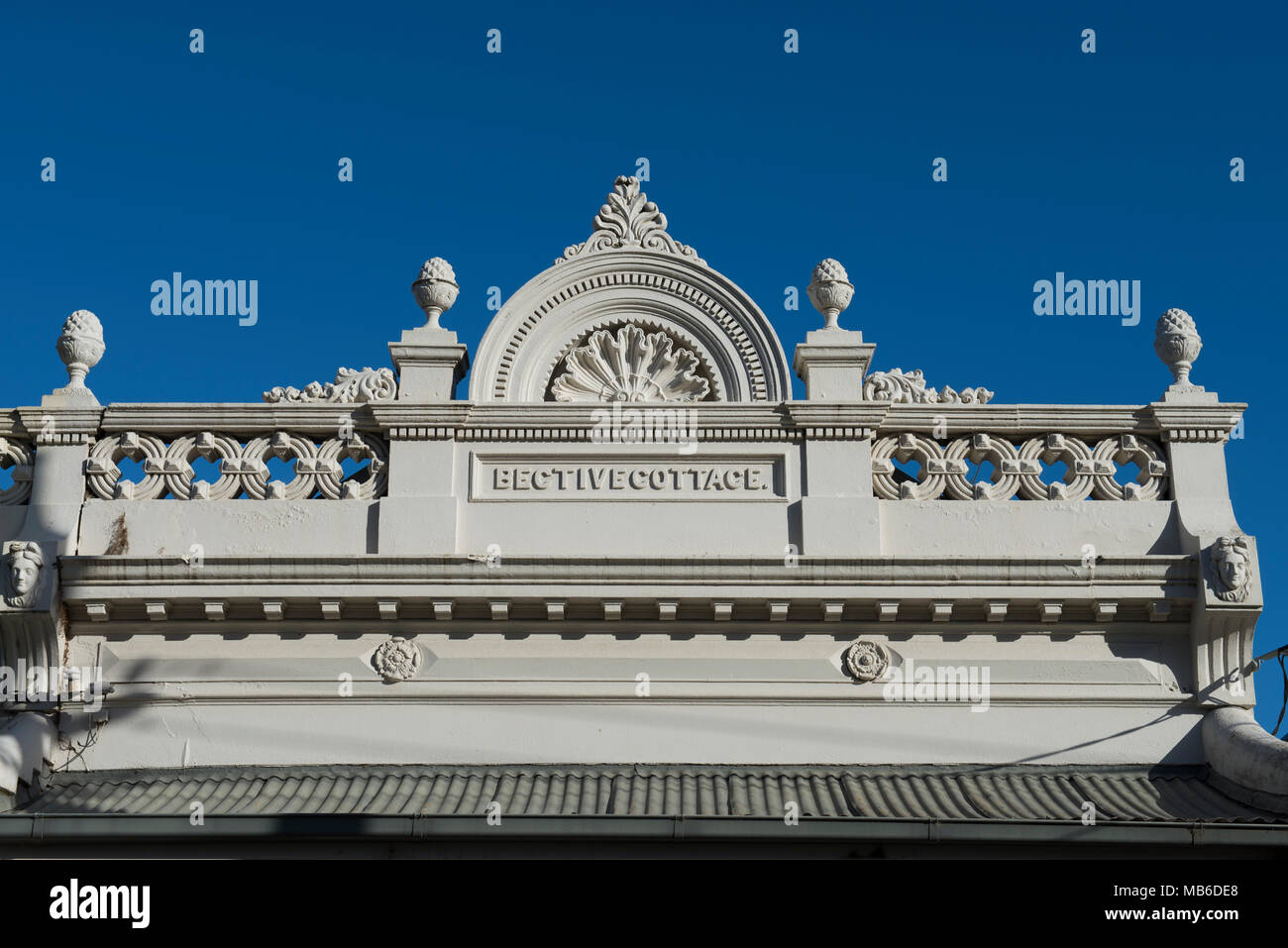 The ornamental facade on the front of a Victorian terrace house in Melbourne, Victoria