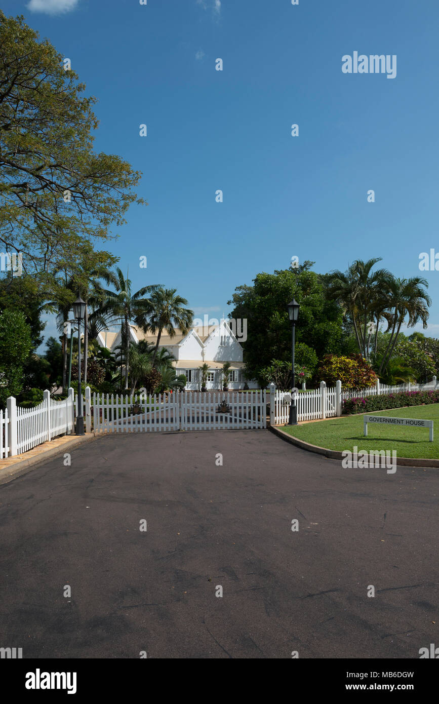 Government House in Darwin is the oldest European building in the Northern Territory. It is the official residence of the Administrator. Stock Photo