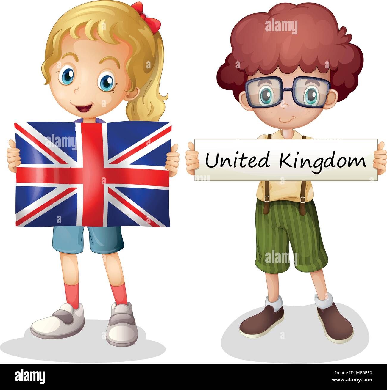 Boy and girl with United Kingdom illustration Stock Vector Image & Art