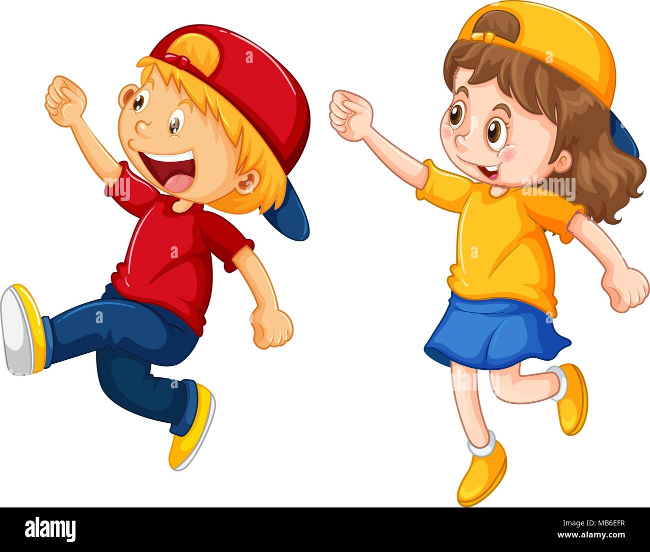 Boy and girl wearing caps illustration Stock Vector Image & Art - Alamy