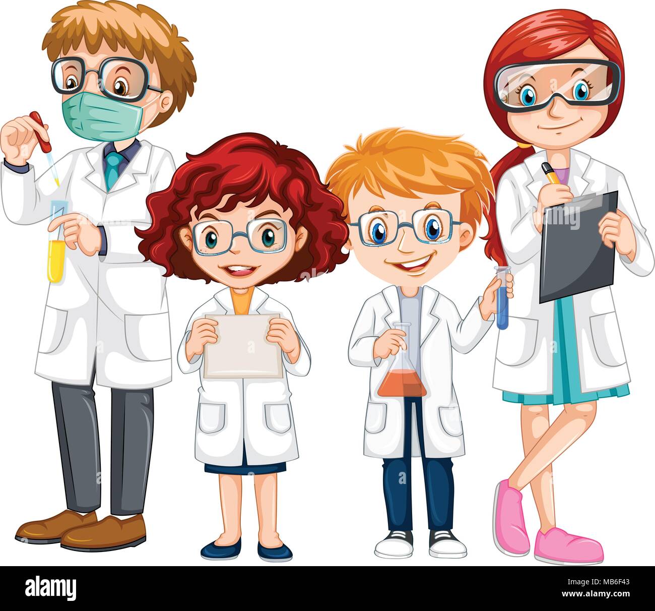 People in science clothes with protections illustration Stock Vector ...