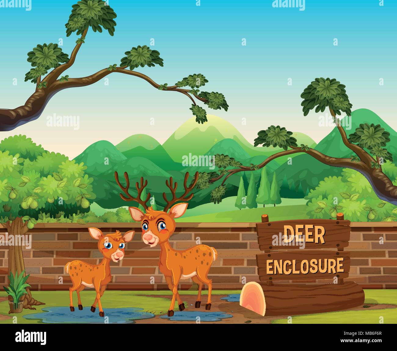 Two deers in the safari zoo illustration Stock Vector Image & Art - Alamy
