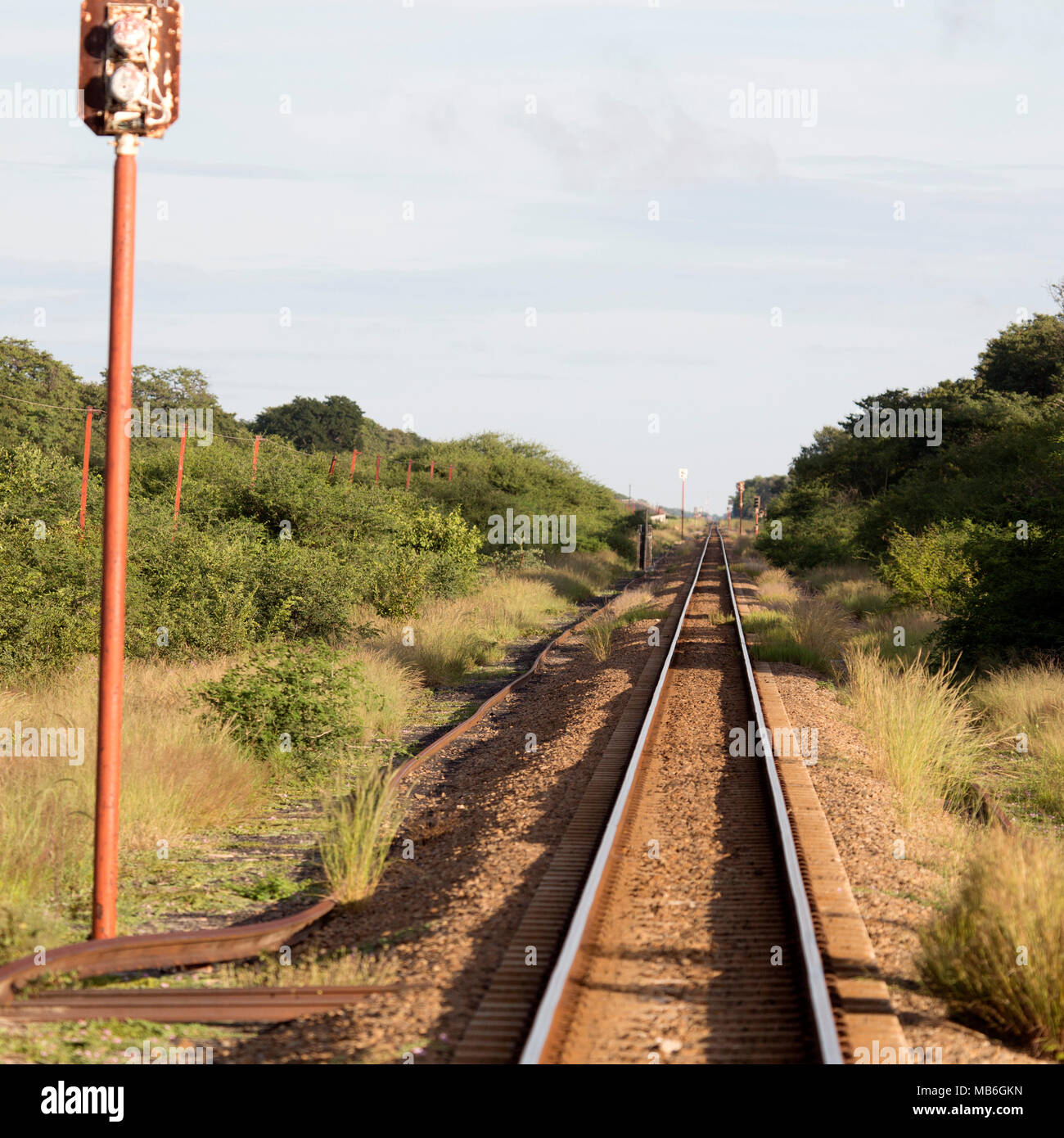 Railway line by Hwange National Park in Zimbabwe. When the line was  constructed it was envisioned as part of Cecil Rhodes' Cape Town to Cairo  Africal Stock Photo - Alamy
