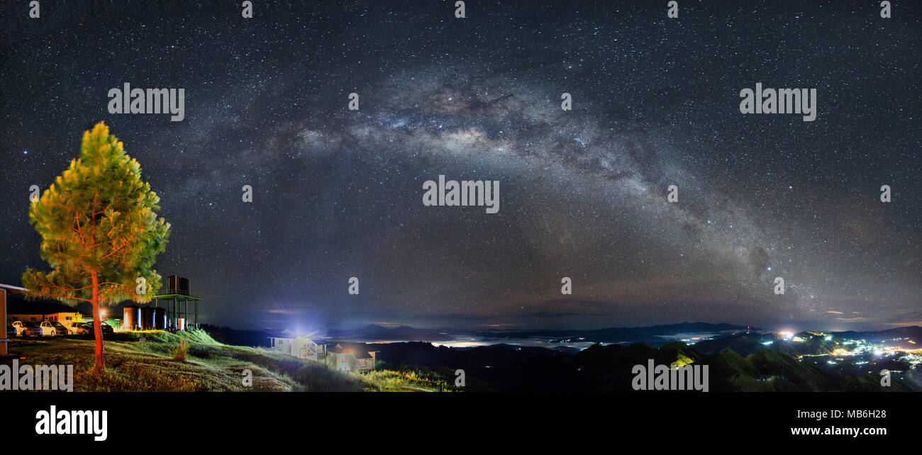 A Panorama of Milky Way from Kundasang Sabah Malaysia Stock Photo Alamy