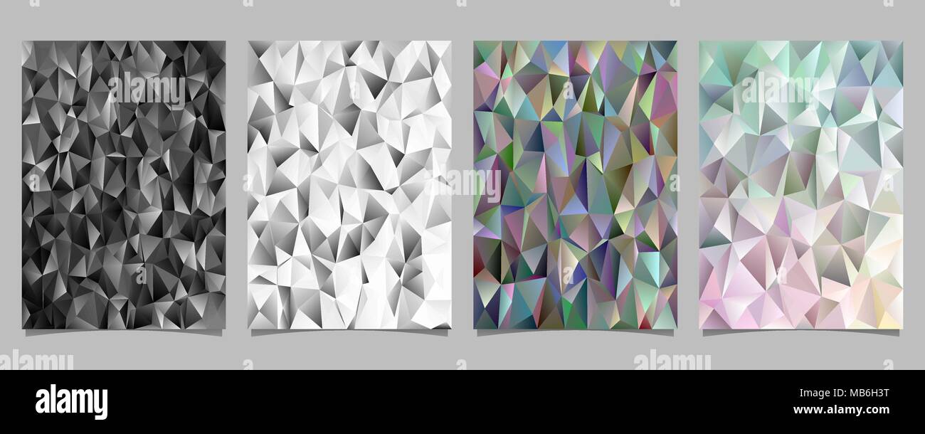 Geometrical abstract tiled triangle mosaic page template set - vector flyer background designs from triangles Stock Vector