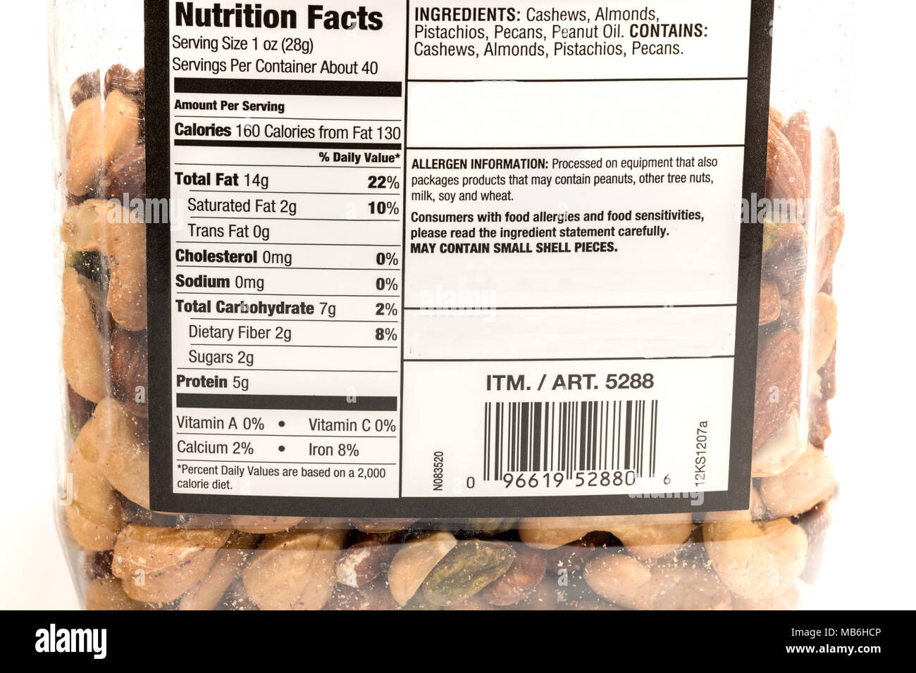 Boise, ID, USA March 17, 2018 Nutrition facts label on a jar of
