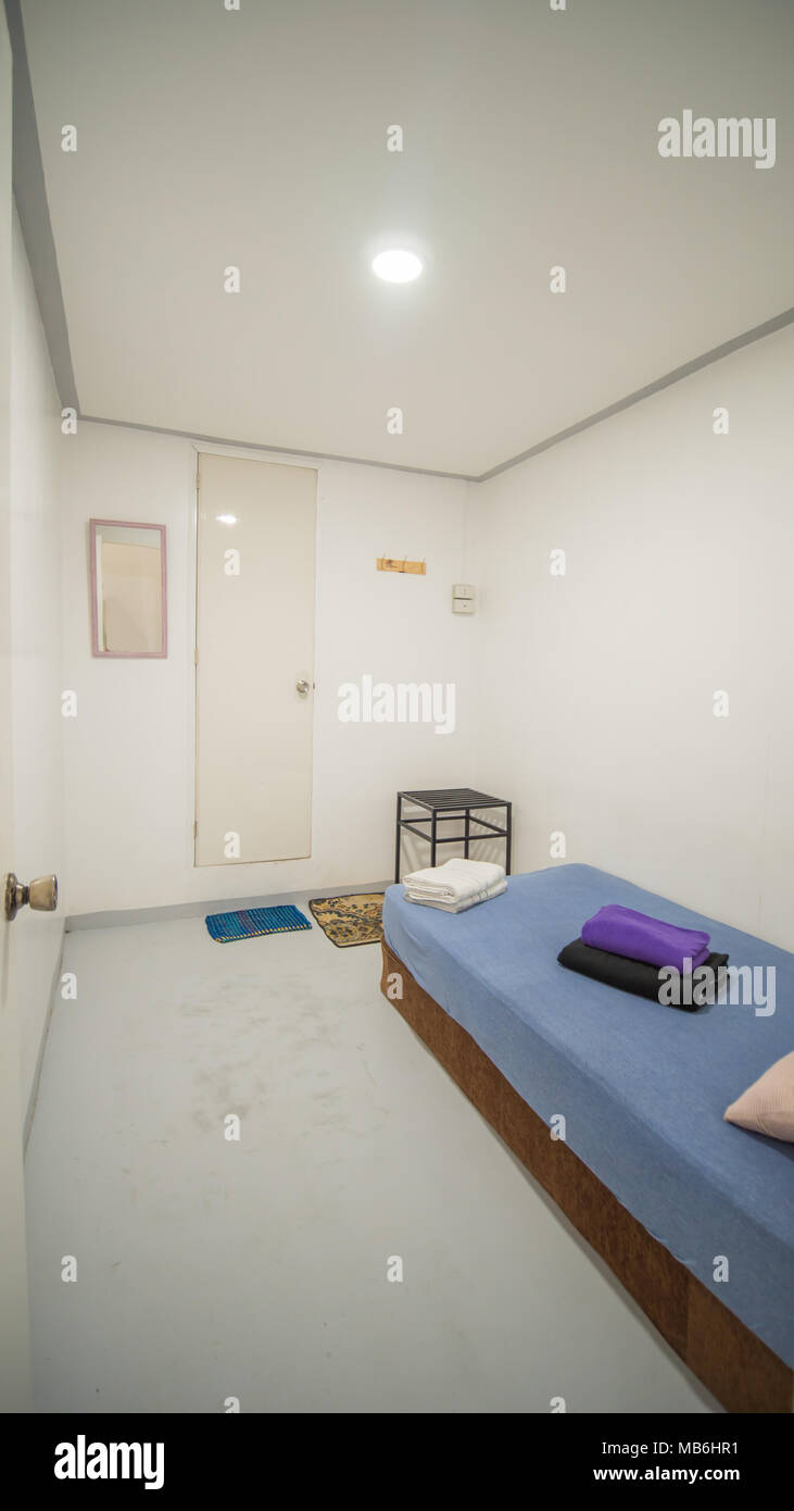 Budget Room In An Asian Hostel For One Bed Stock Photo 179010581