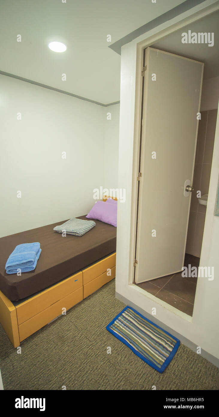 Budget Room In An Asian Hostel For One Bed Stock Photo 179010585