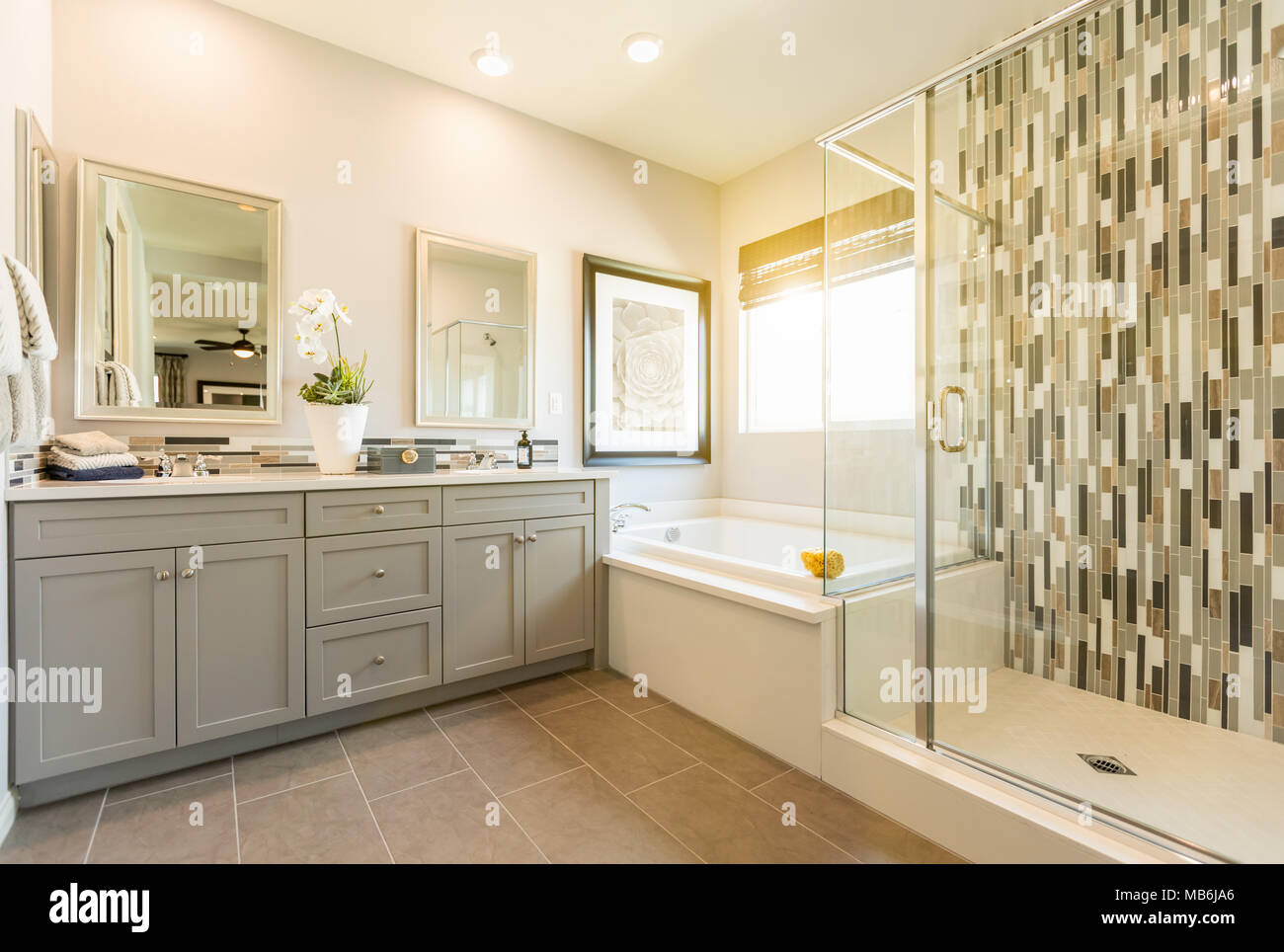 Beautiful Custom Master Bathroom Stock Photo
