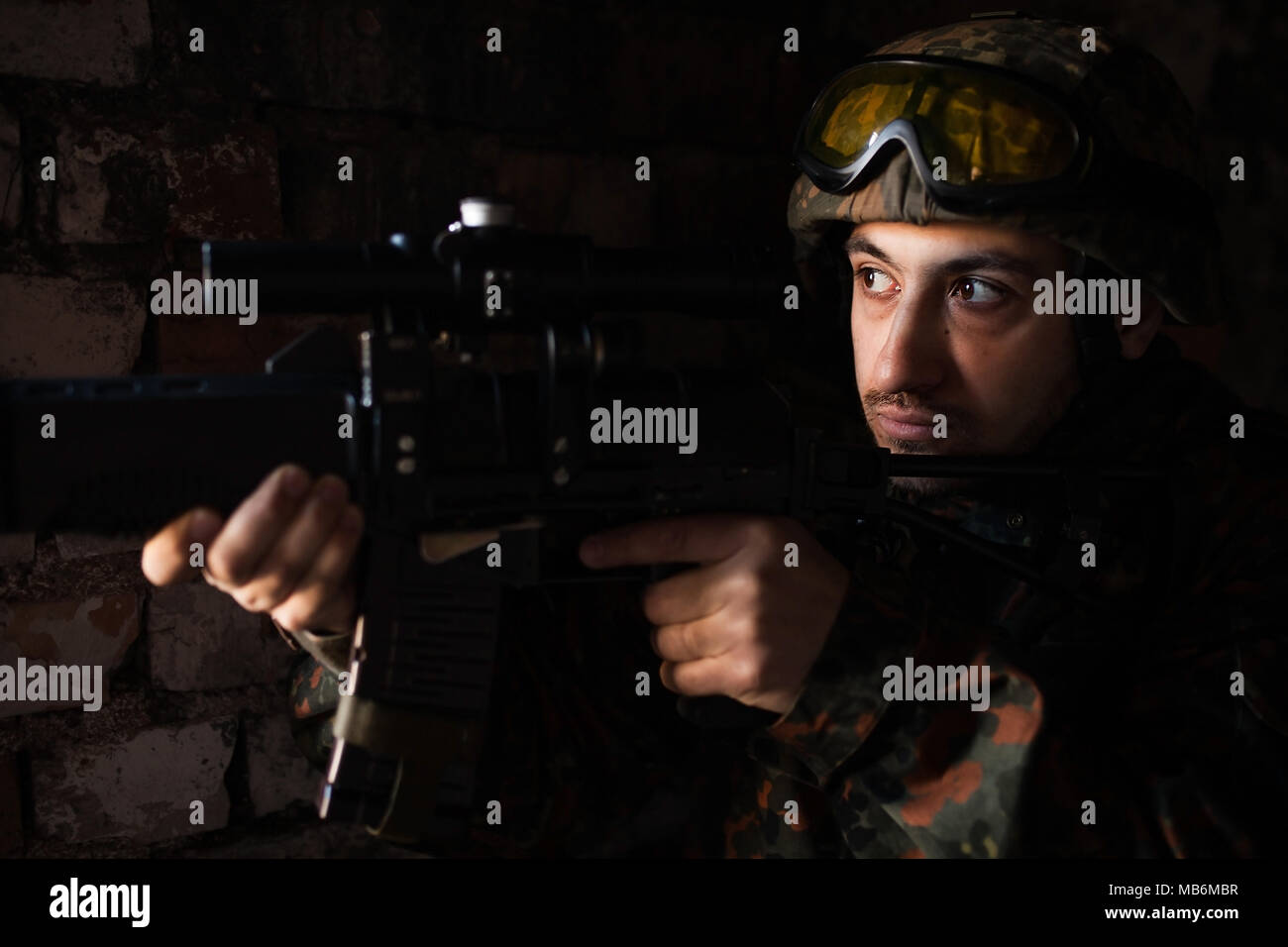 Soldier in the war with arms Stock Photo Alamy