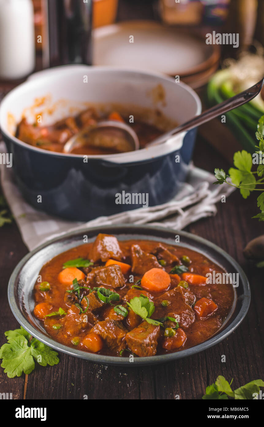 Mb Stew Beef stew with carrots, food photography, lot of herbs inside stew ...