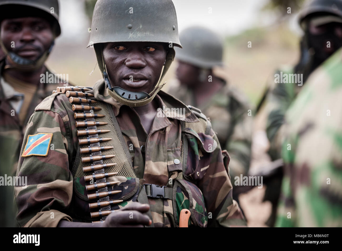 An DRC government soldier during the conflict with the Rwandan sponsored M23 militia Stock Photo