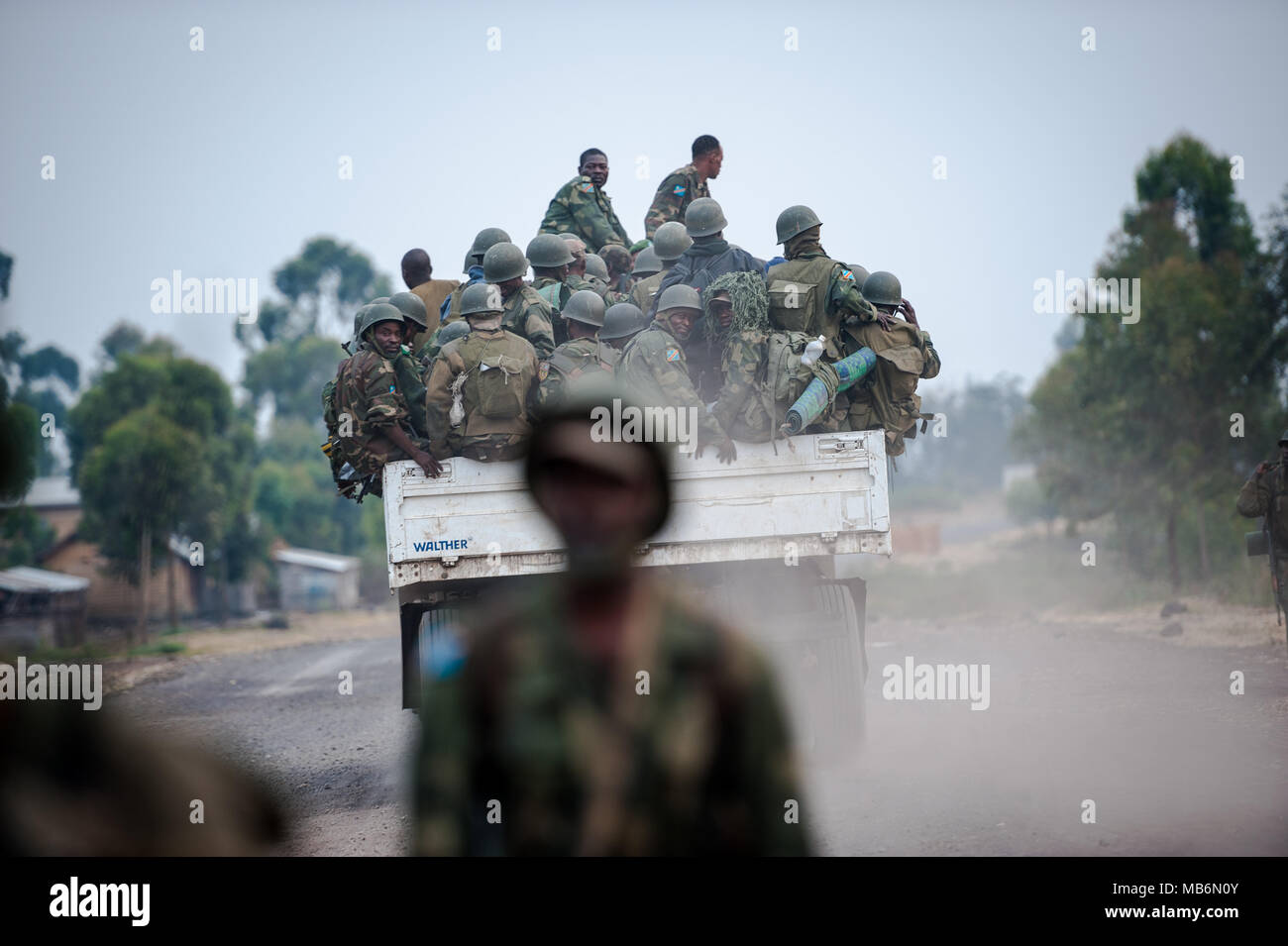 DRC government soldiers in North Kivu Stock Photo