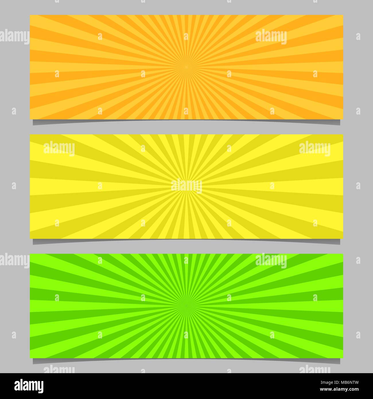 Colorful ray burst banner background set Stock Vector