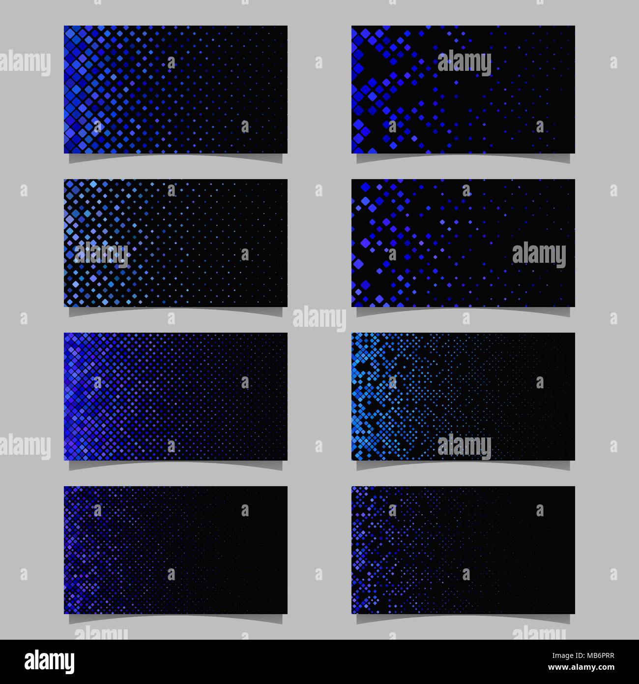 Abstract rounded square mosaic pattern business card background set Stock Vector