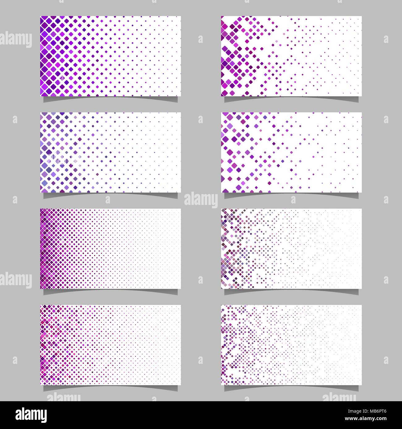 Geometric rounded square pattern business card template set Stock Vector
