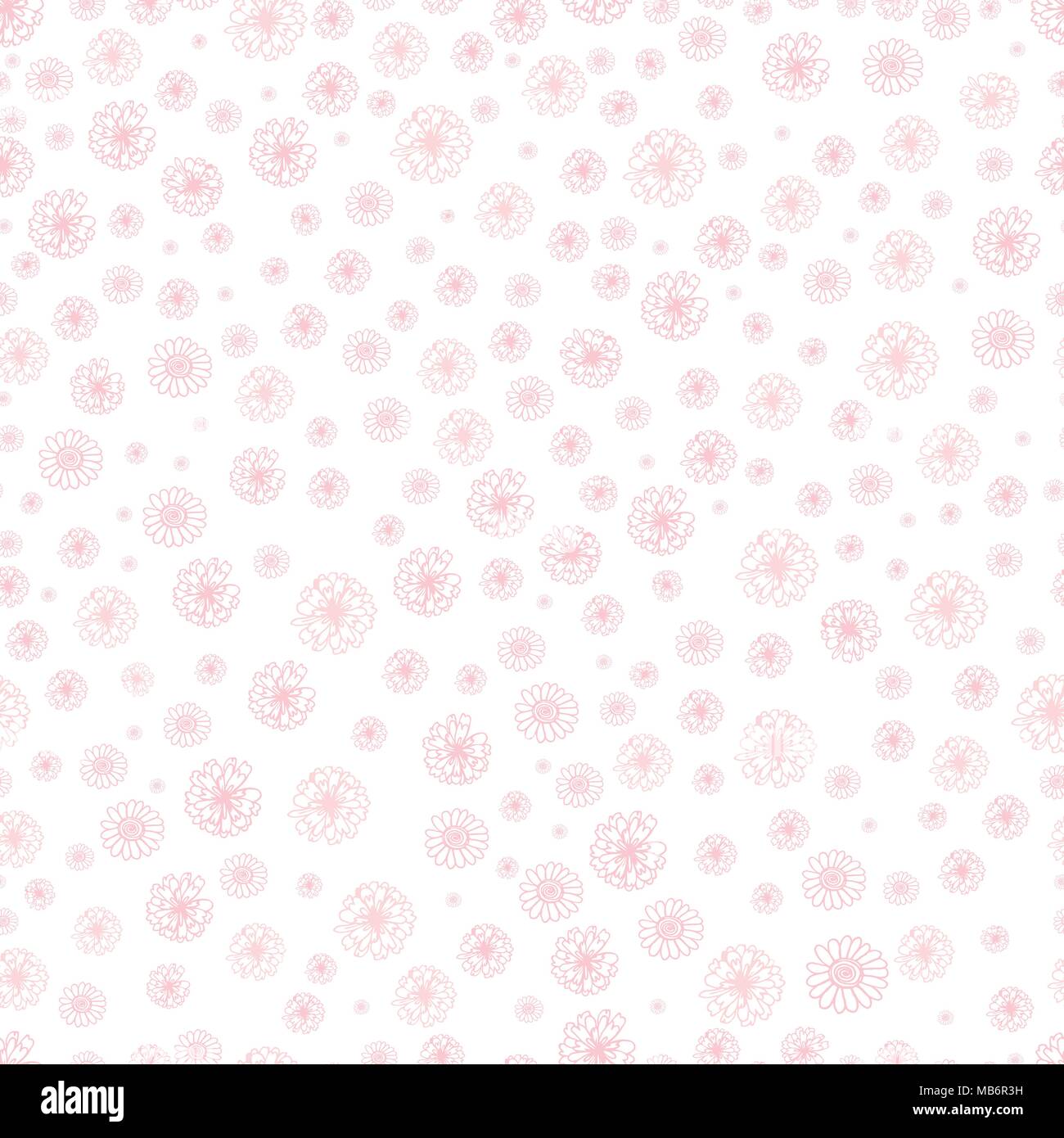 Doodle seamless pattern with flowers, isolated on white background ...