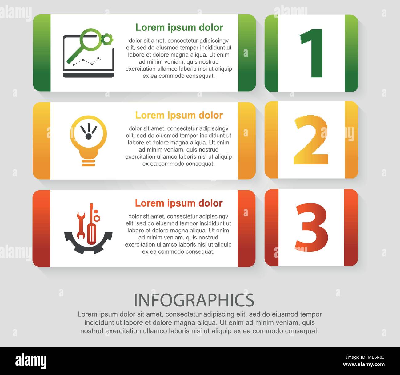 Modern vector illustration 3D. An infographic template with three steps ...