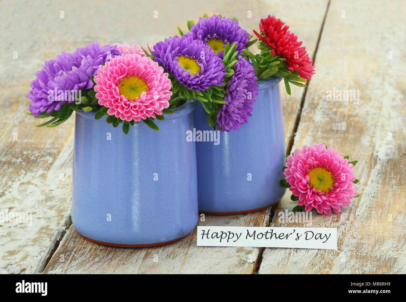 Happy Mother's day card with colorful daisies Stock Photo