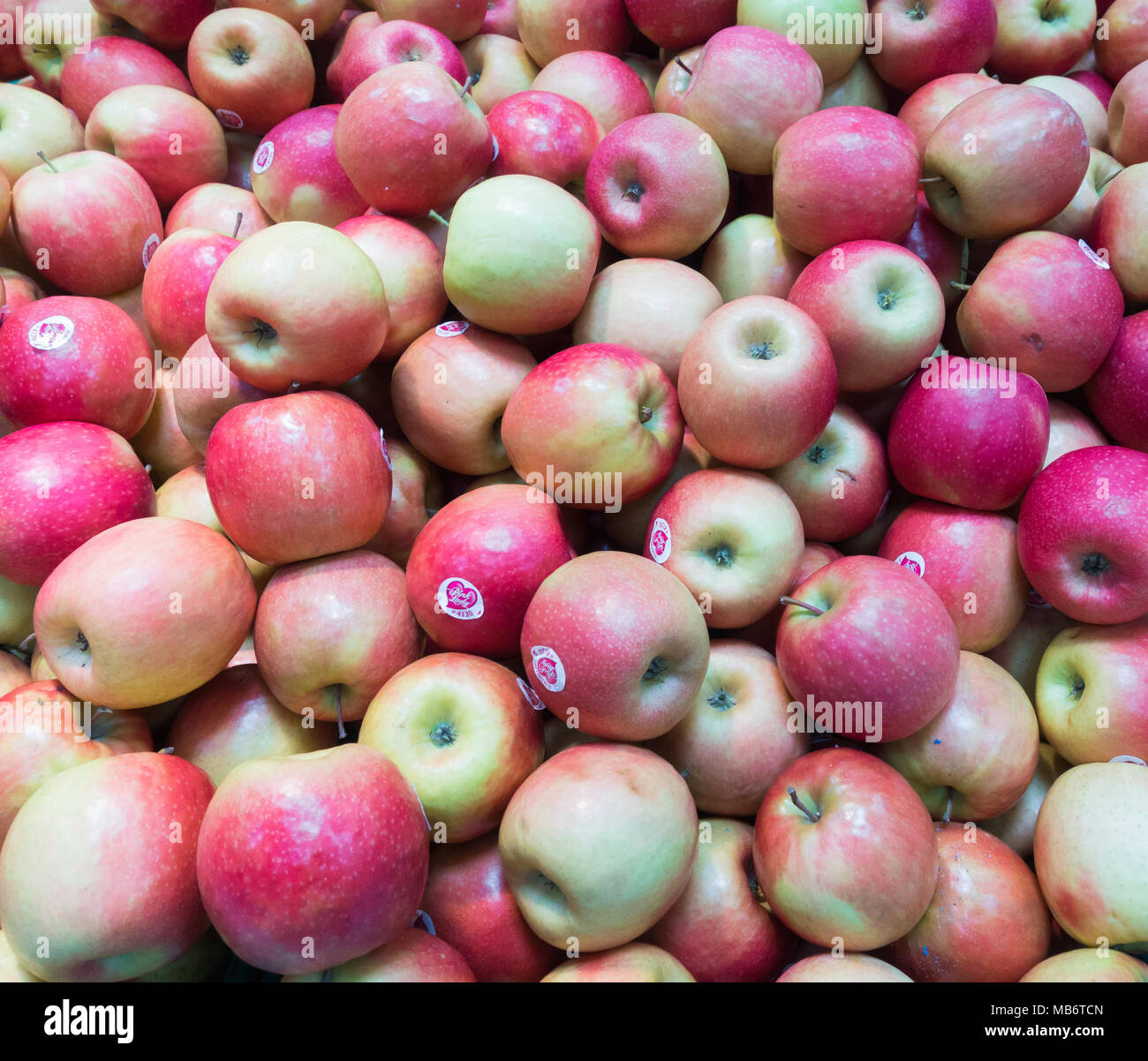 https://c8.alamy.com/comp/MB6TCN/pink-lady-apples-on-market-stall-MB6TCN.jpg