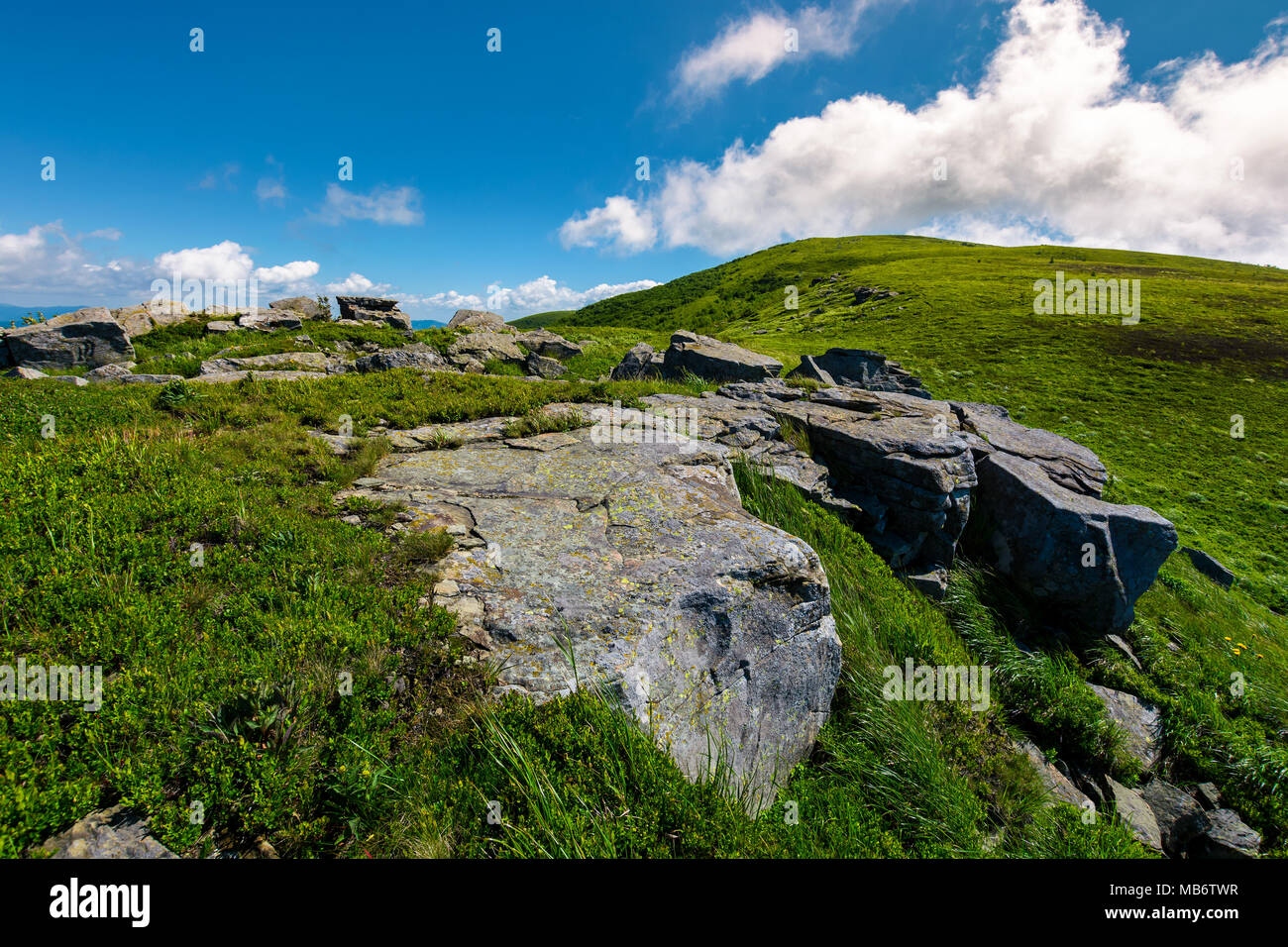 beautiful landscape of Runa mountain in summertime. fine summer weather with some clouds on a blue sky Stock Photo