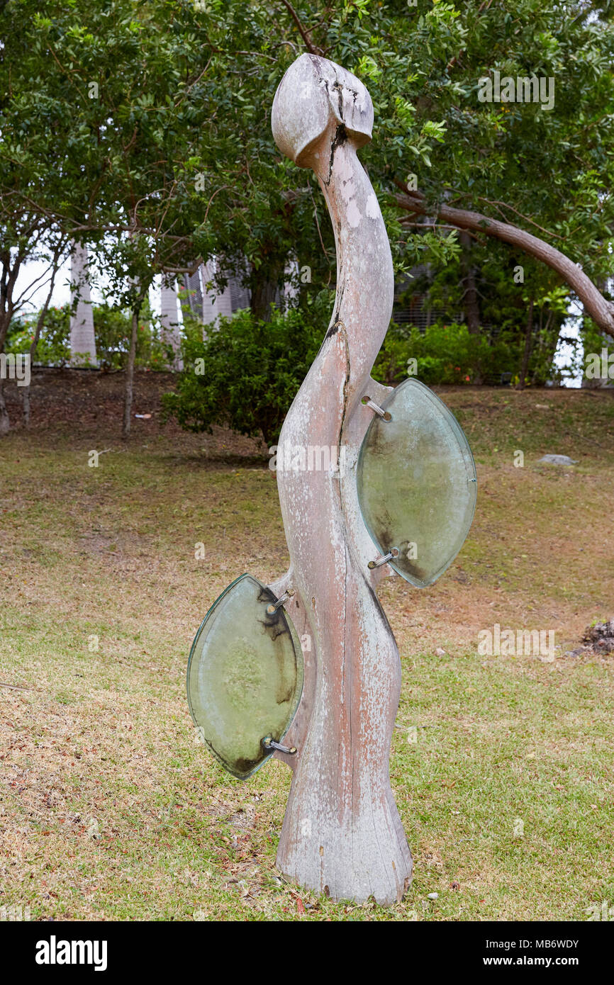 “The fruit it Bears” statue at Jean-Marie Tjibaou Cultural Centre in Noumea, New Caledonia Stock Photo