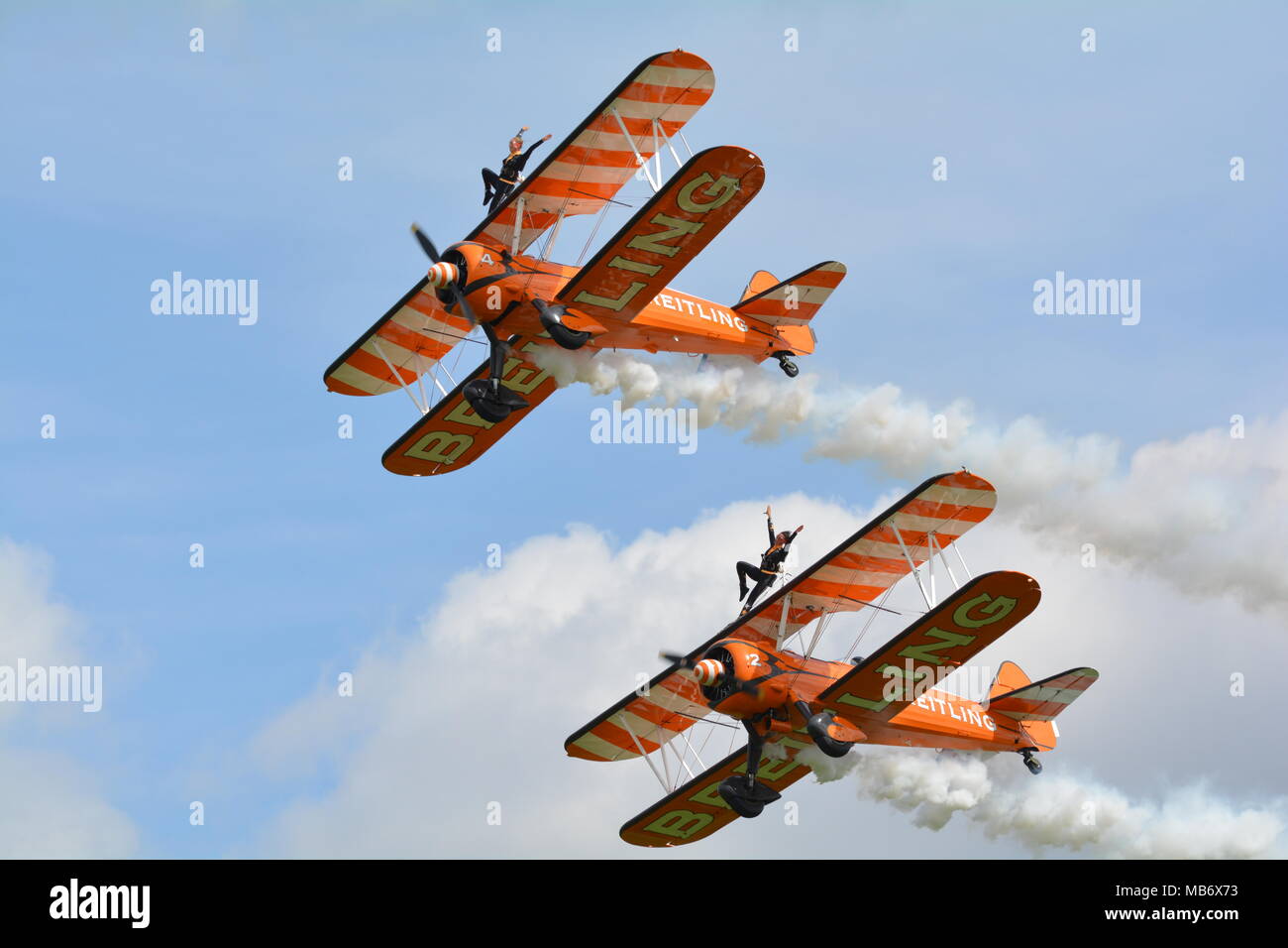 Bristling wing walkers Steadman bi planes at airshows Stock Photo Alamy