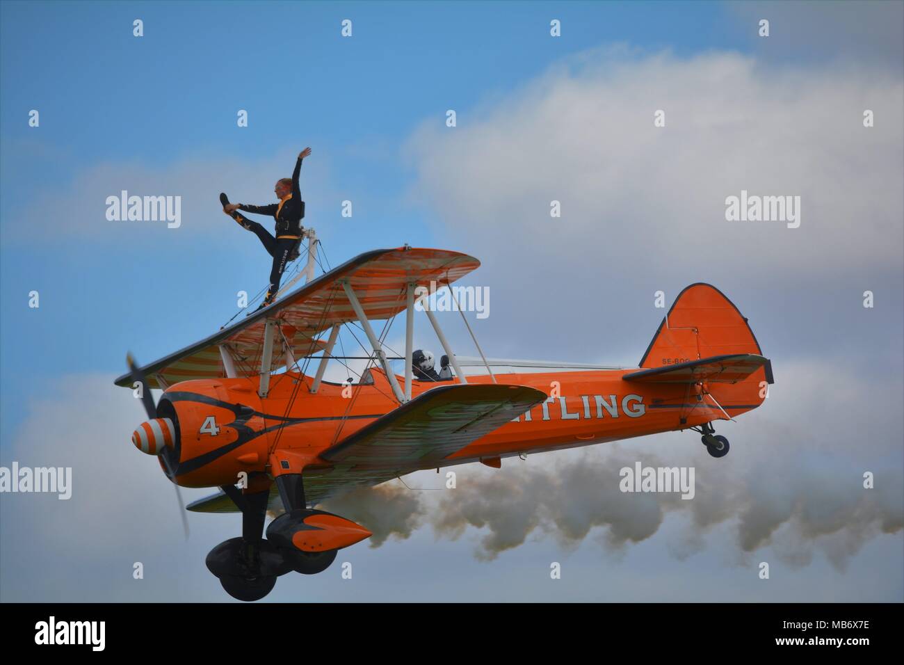 Bristling wing walkers Steadman bi planes at airshows Stock Photo Alamy
