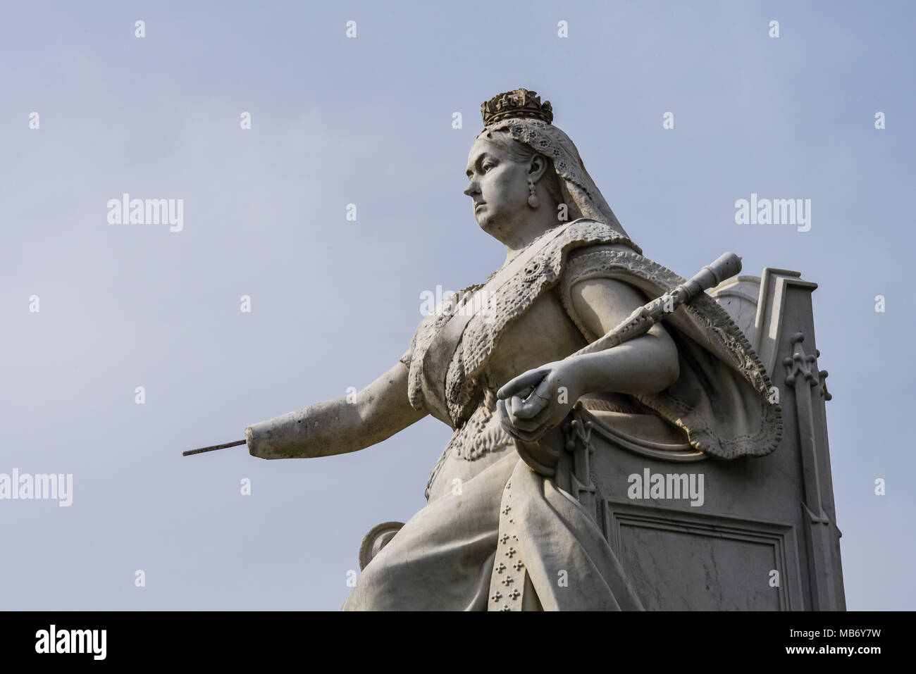Queen Victoria statue Southend on Sea Essex missing a hand due to