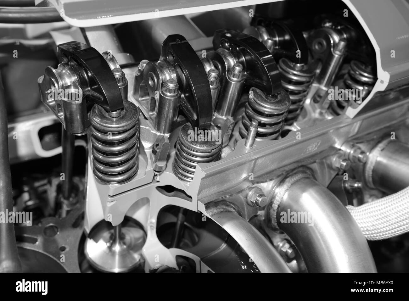 Close up detail of modern powerful automobile internal combustion