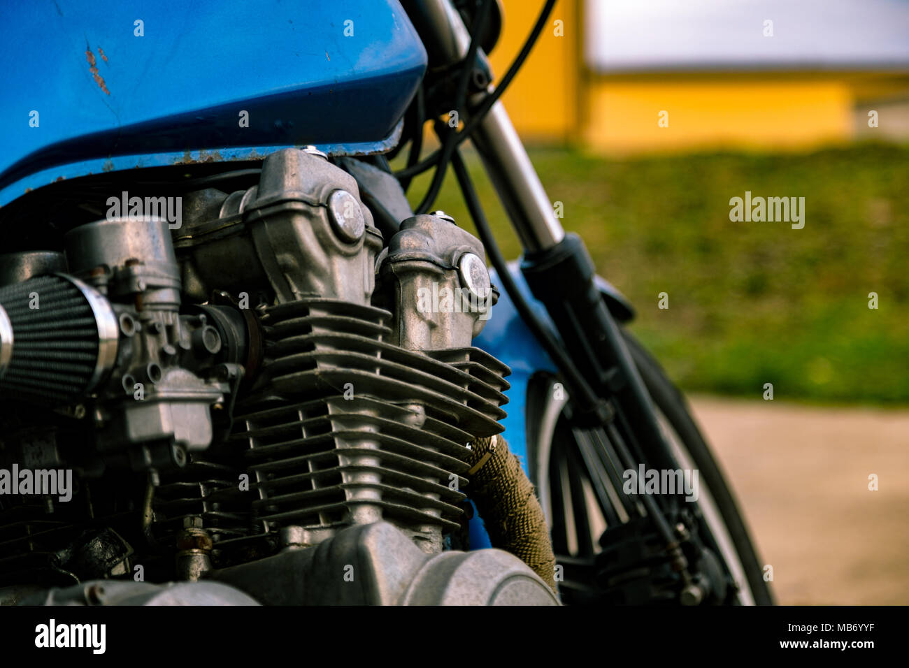 Close up picture of old  motorcycle Stock Photo