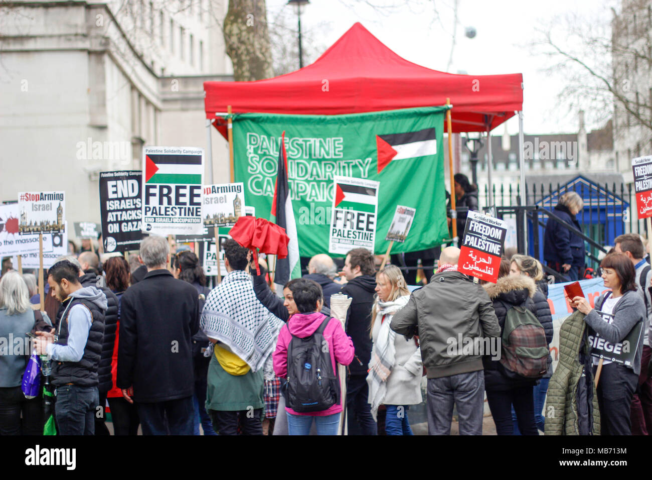 Protesters at the Protest for Gaza Stock Photo