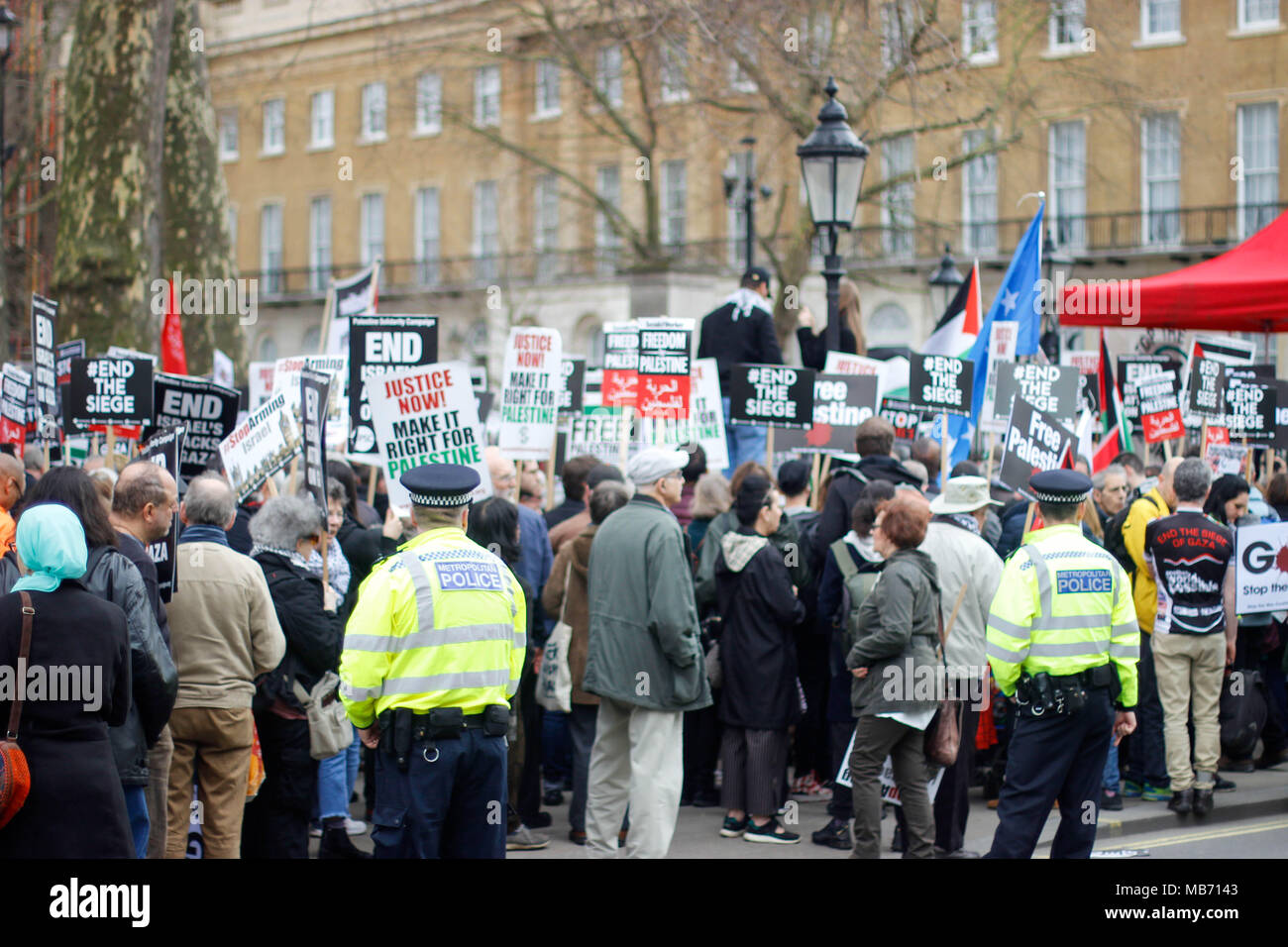 Protesters at the Protest for Gaza Stock Photo