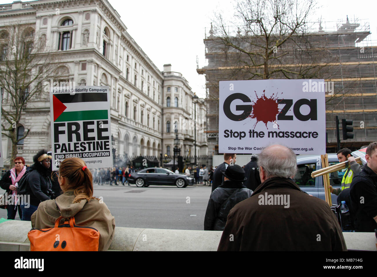 Protesters at the Protest for Gaza Stock Photo